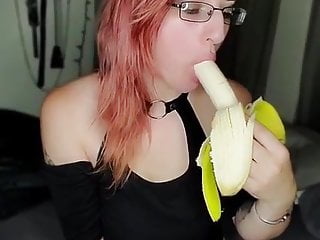 Uber-sexy girl providing banana blow-job 1