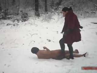 'Mistress Luna - shoe supremacy In The Freezing Snow (Ballbusting & cock and ball torture Trampling)'