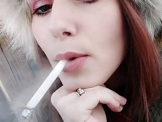 Smoking with wool hat